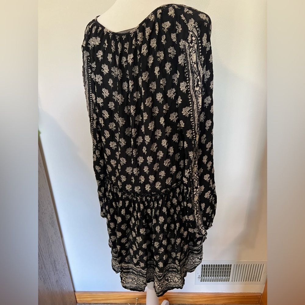 Zara Black Ling Sleeve light long sleeve shirt mini dress size Large - Picture 8 of 12